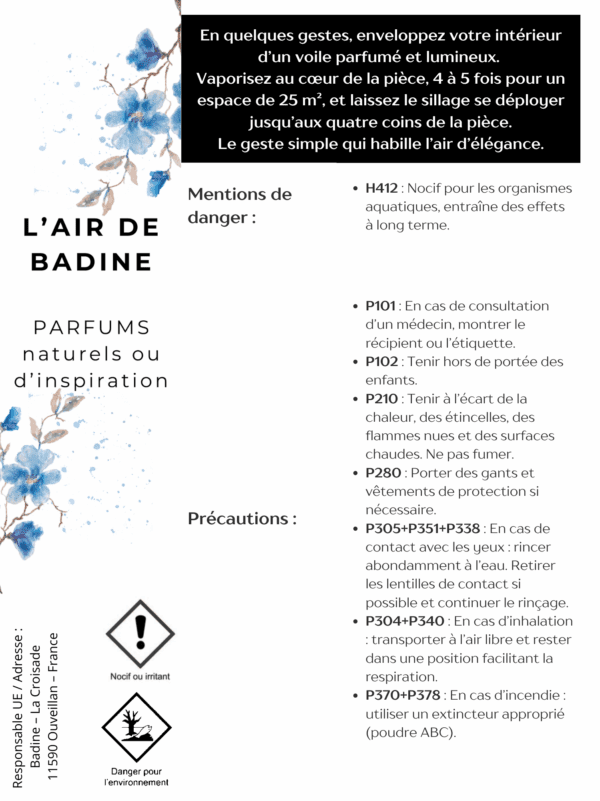spray ambre VANILLE spray badine parfum d'ambiance, pulvérisateur
