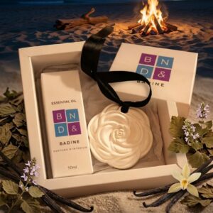 L'air de Badine Platre parfumé vanille patchouli eucalyptus, jasmin, monoi, fleur d'oranger, ambre, ambre vanille