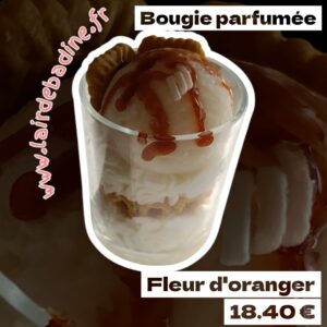 bougie parfumée fleur d'oranger parfum d'intérieur idéal pour bureaux parfums d'ambiance glace peche blanche caramel et speculoos