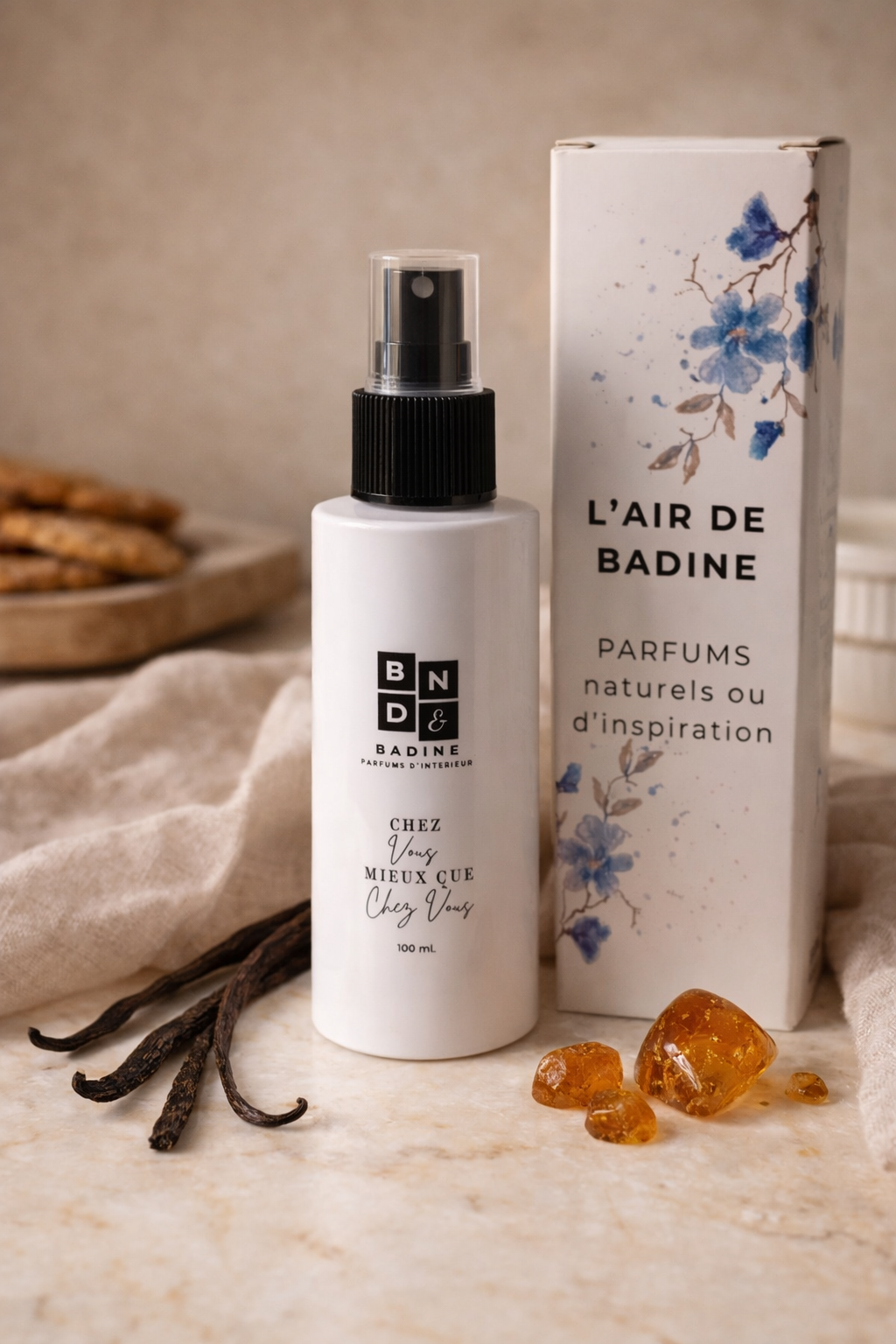 L'air de badine, parfums d'ambiance, parfums d'intérieur, spray parfumé pulvérisateur brume ambre vanille