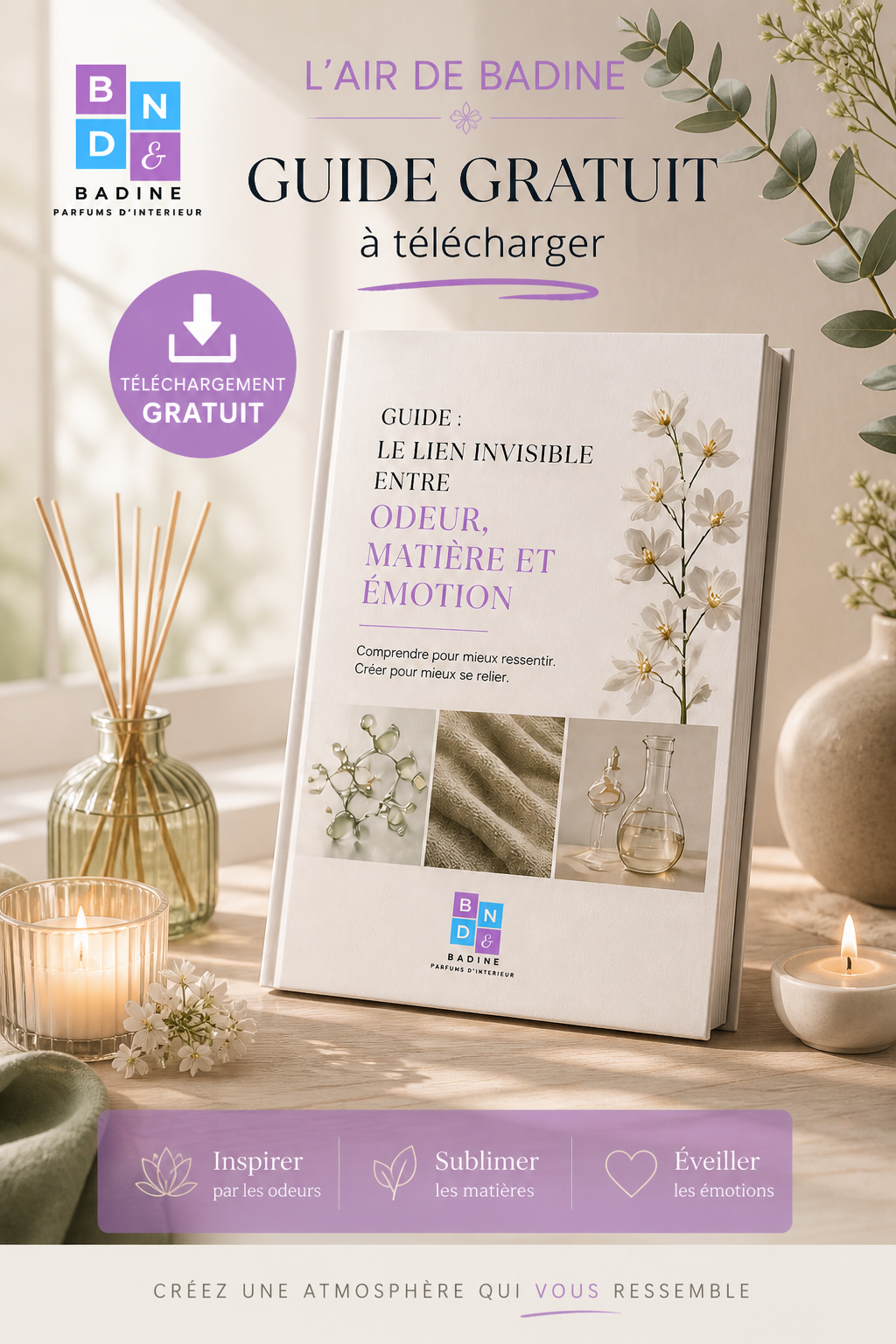 Téléchargement gratuit : Guide “5 Ambiances parfumées pour votre maison”